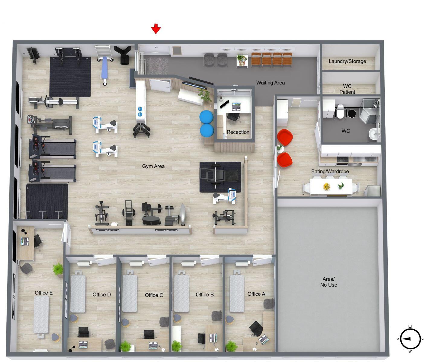 Gym Offices 3D Floor Plan