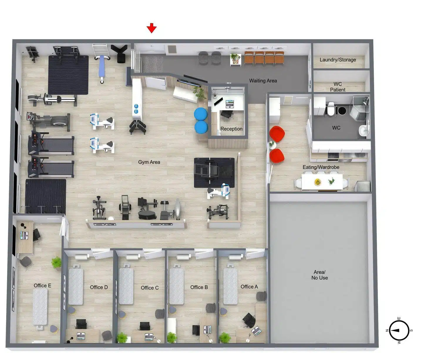 Gym Offices 3D Floor Plan