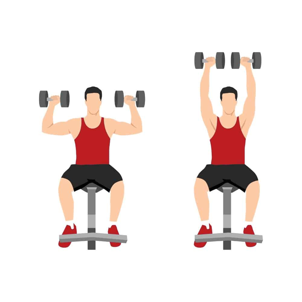 7 ท่าออกกำลังกาย ด้วย ดัมเบล เล่นเองได้ที่บ้าน อัพเดท 2024 13 Dumbbell Overhead Press